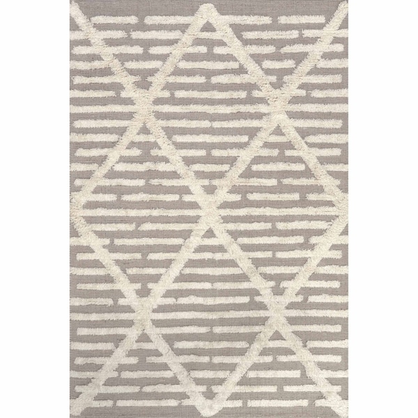 Kandice Contemporary Trellis Wool Blend Area Rug 4ft X 6ft